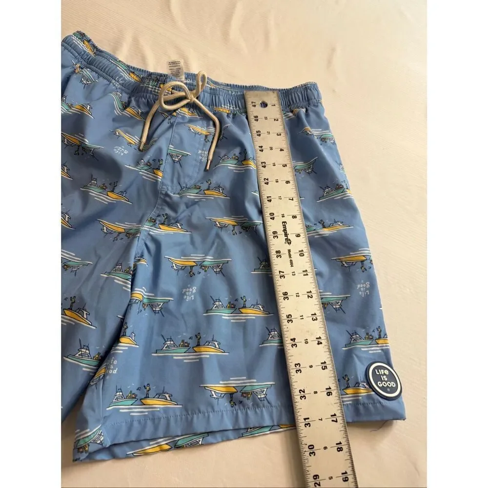 Life Is Good Men’s Jake Boating Blue Swim Trunks Size XL